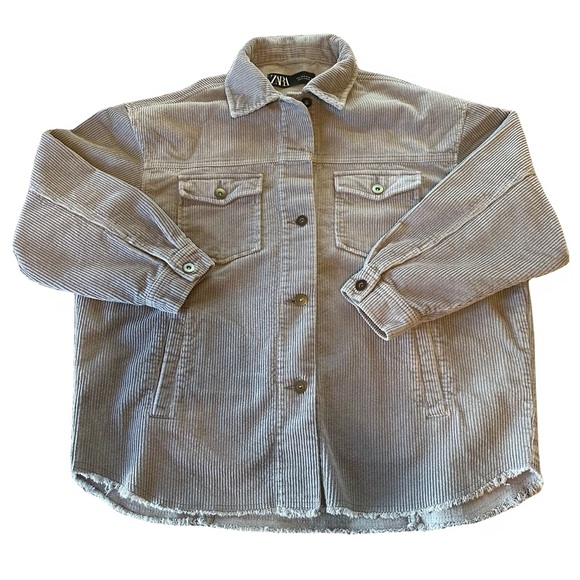 Zara Gray/ Lavender Corduroy Light Jacket Oversized Fit - Picture 2 of 6